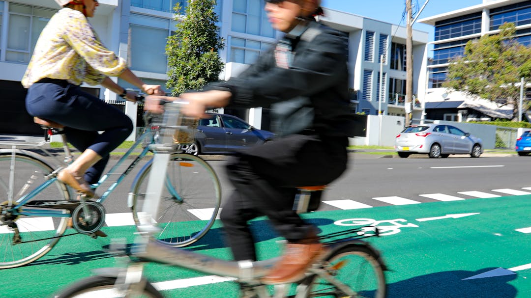 Bicycle riders using bike lane in Wollongong