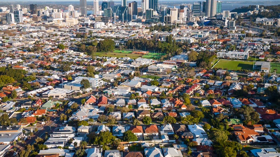 Aerial view of City of Vincent looking towards CBD skyline