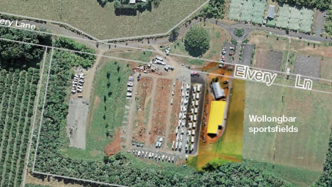 map showing section of new building at Wollongbar sportsfield to be leased