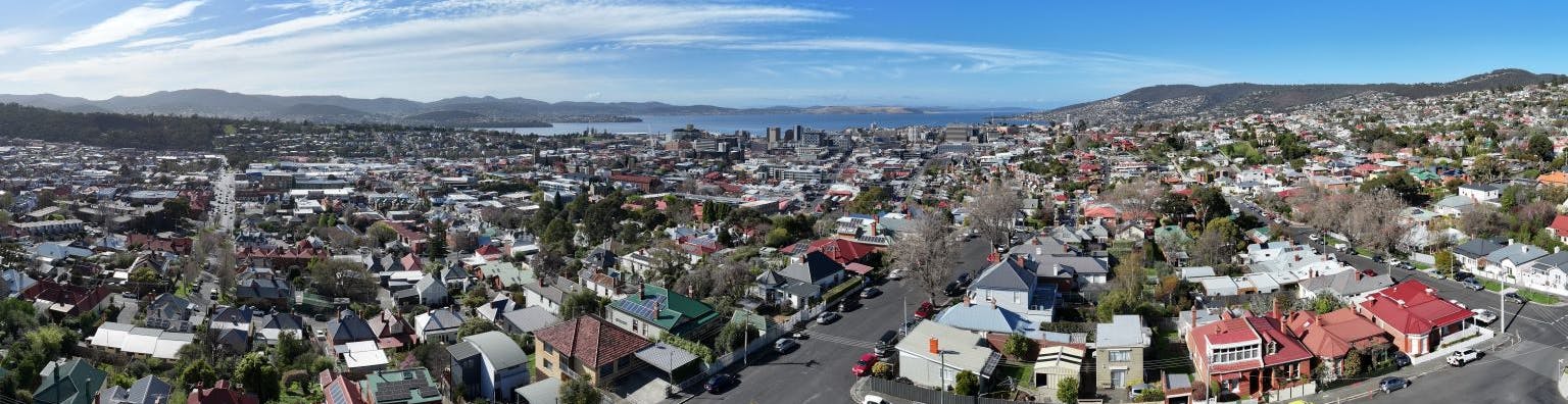 Panoramic view over West Hobart