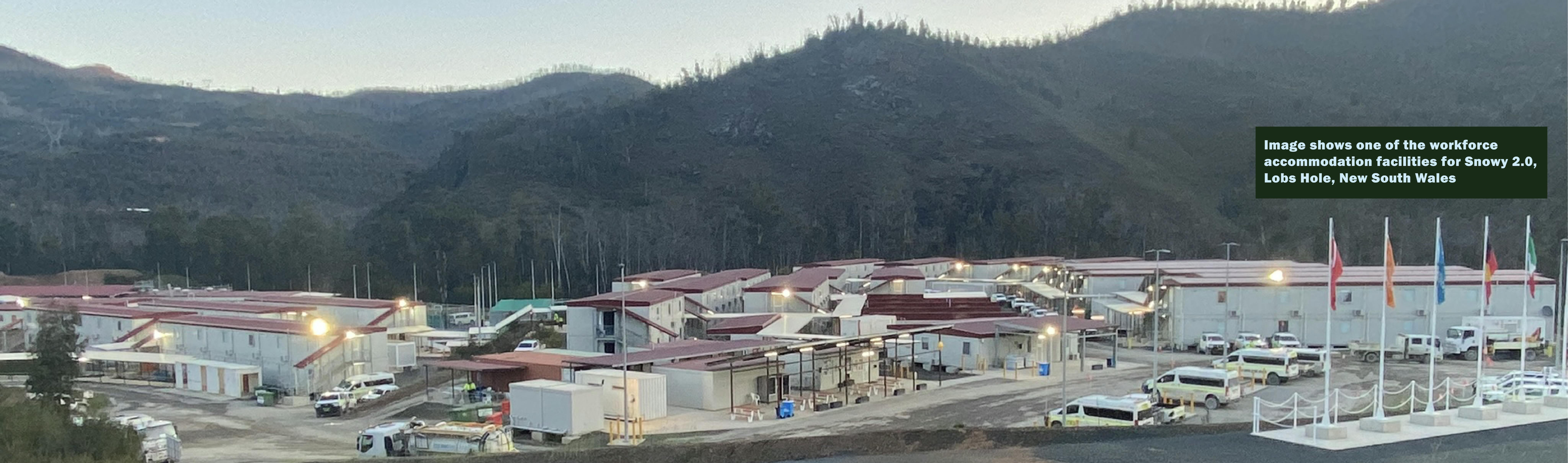 Image shows one of the workforce accommodation facilities associated with Snowy 2.0, Lobs Hole.