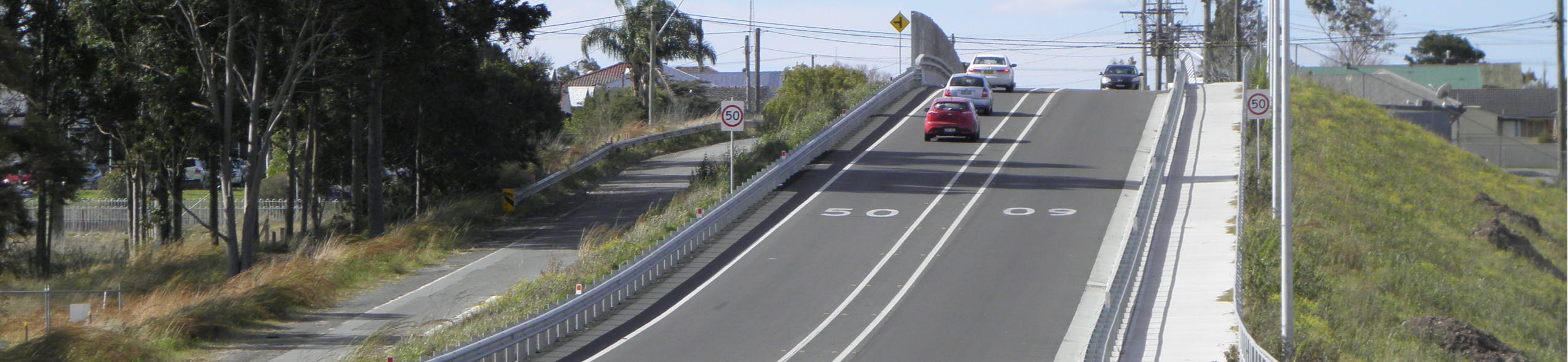 View of the current approach to Thornton Road Bridge from the south