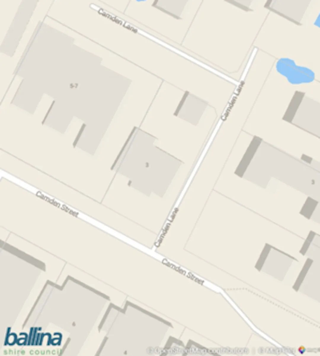 aerial map showing location of Camden Lane to be Balun Lane