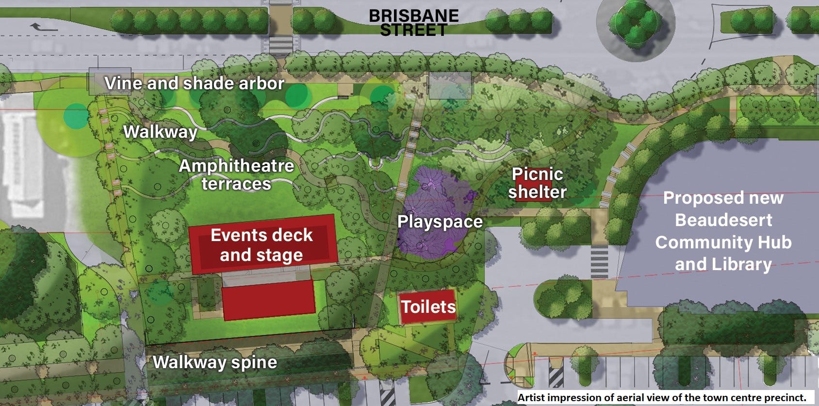 Map of the revitalised town centre precinct aerial view