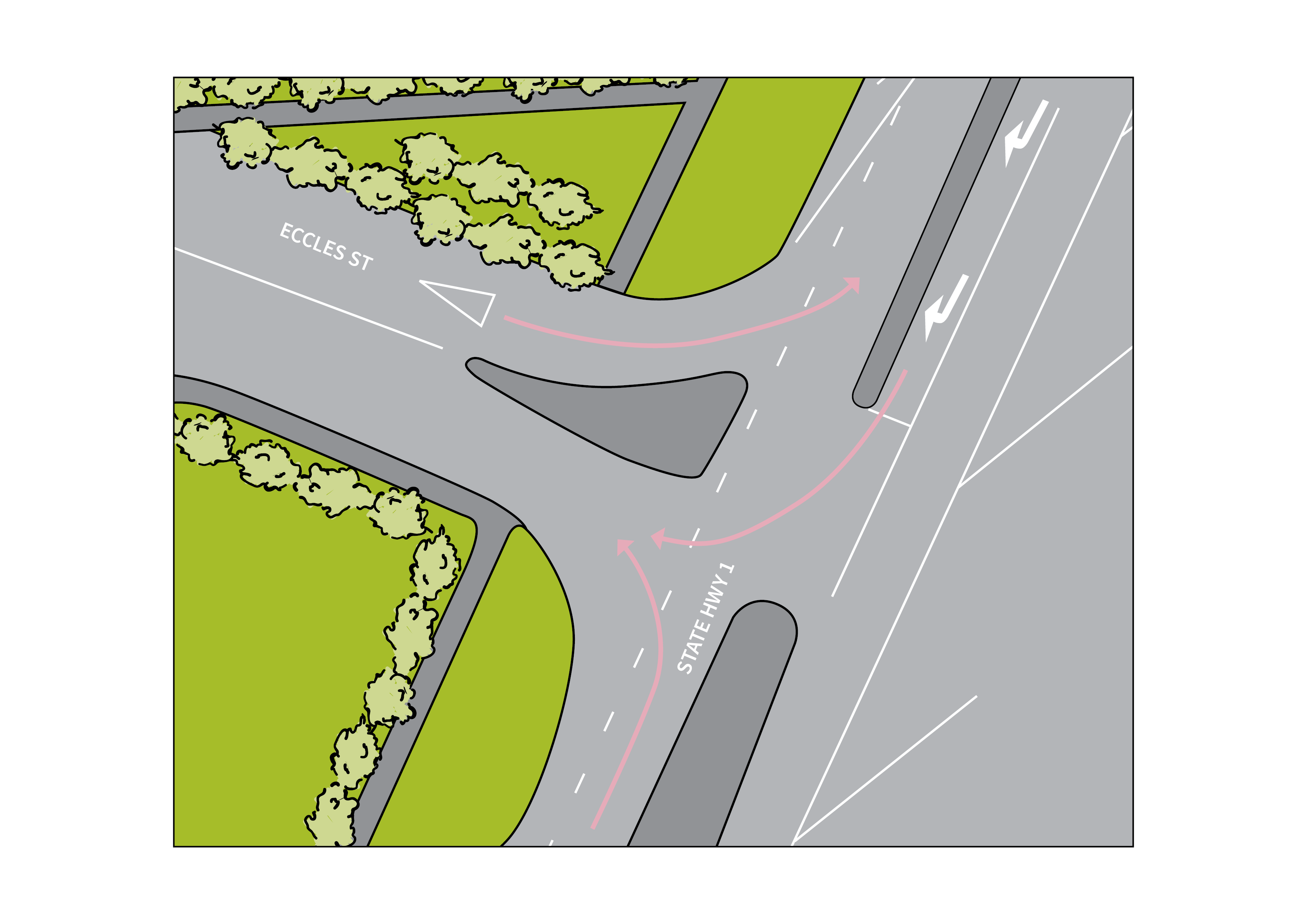 Proposed changes to the Eccles St-SH1 intersection