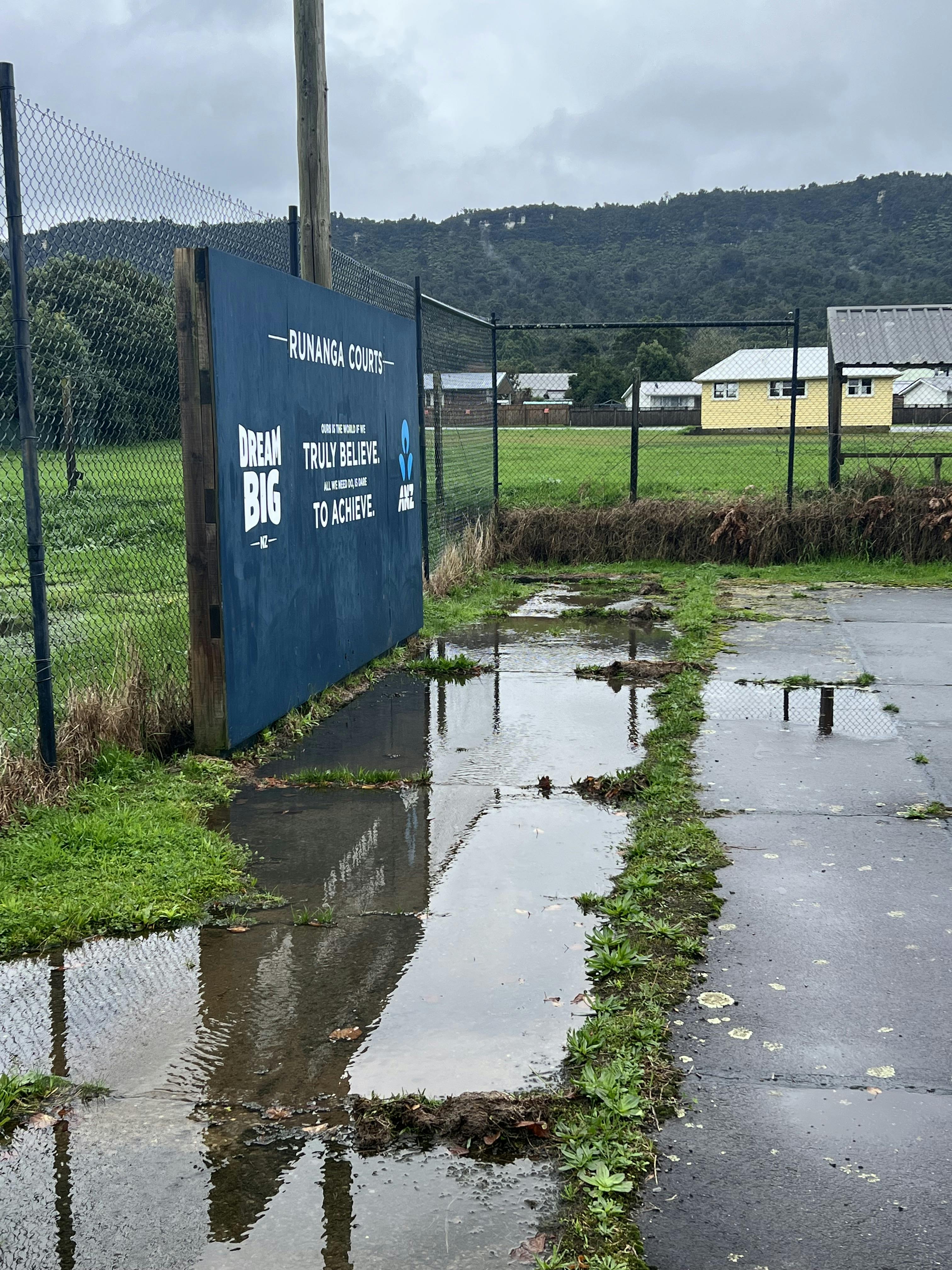 The Tennis Court was often flooded as drainage was being clogged with weeds and dirt