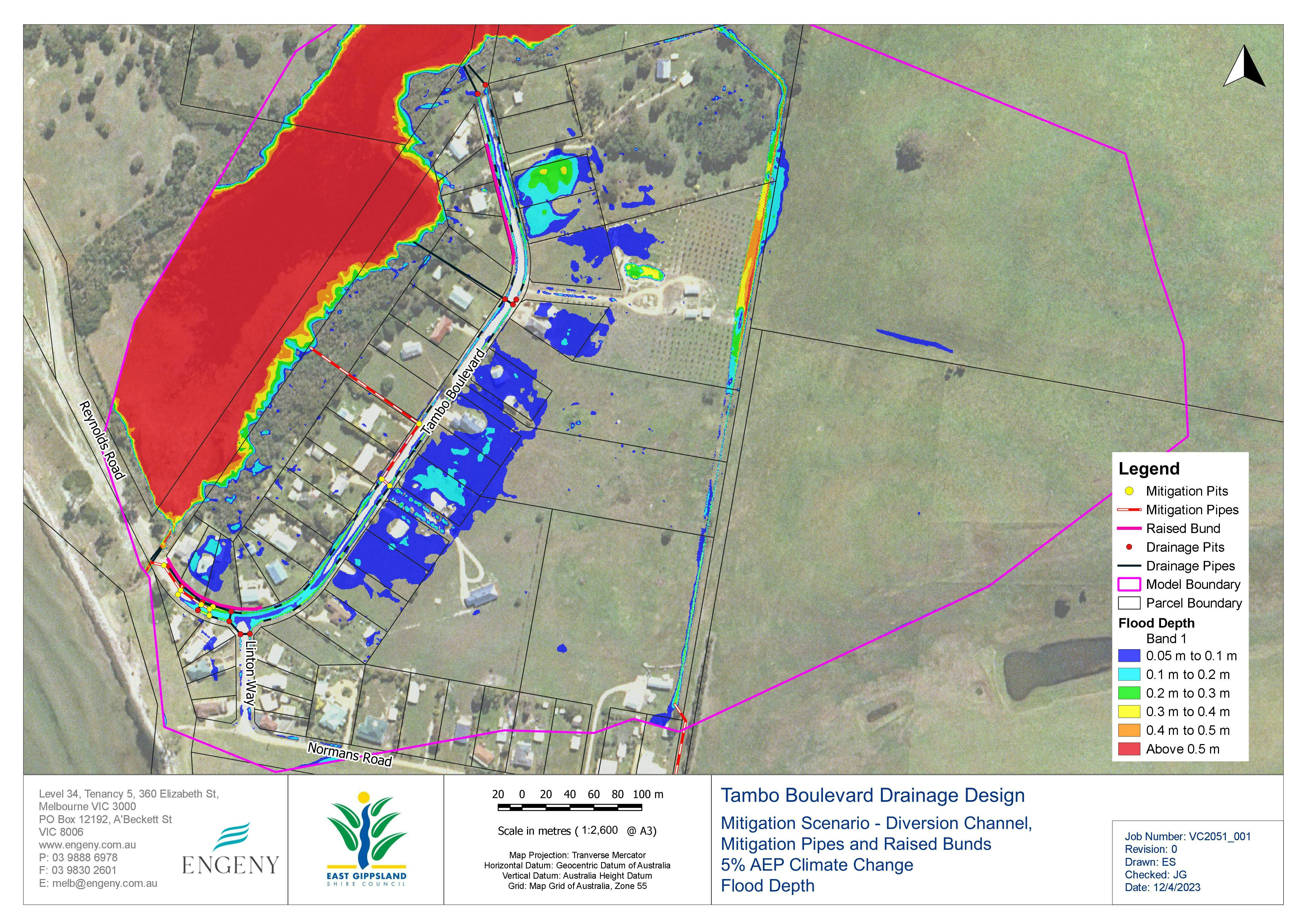 Tambo 5% AEP CC Flood Depth - Mitigation Scenario 105