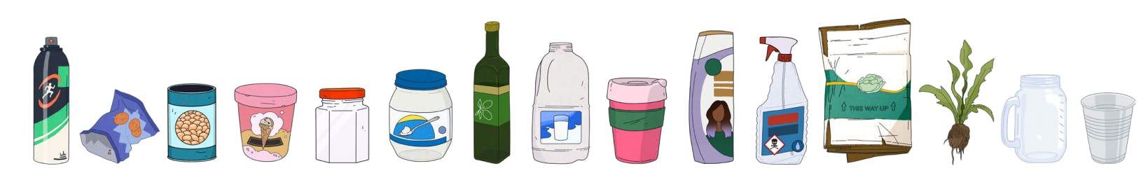 An image of household items that can and can't be recycled in council waste collection