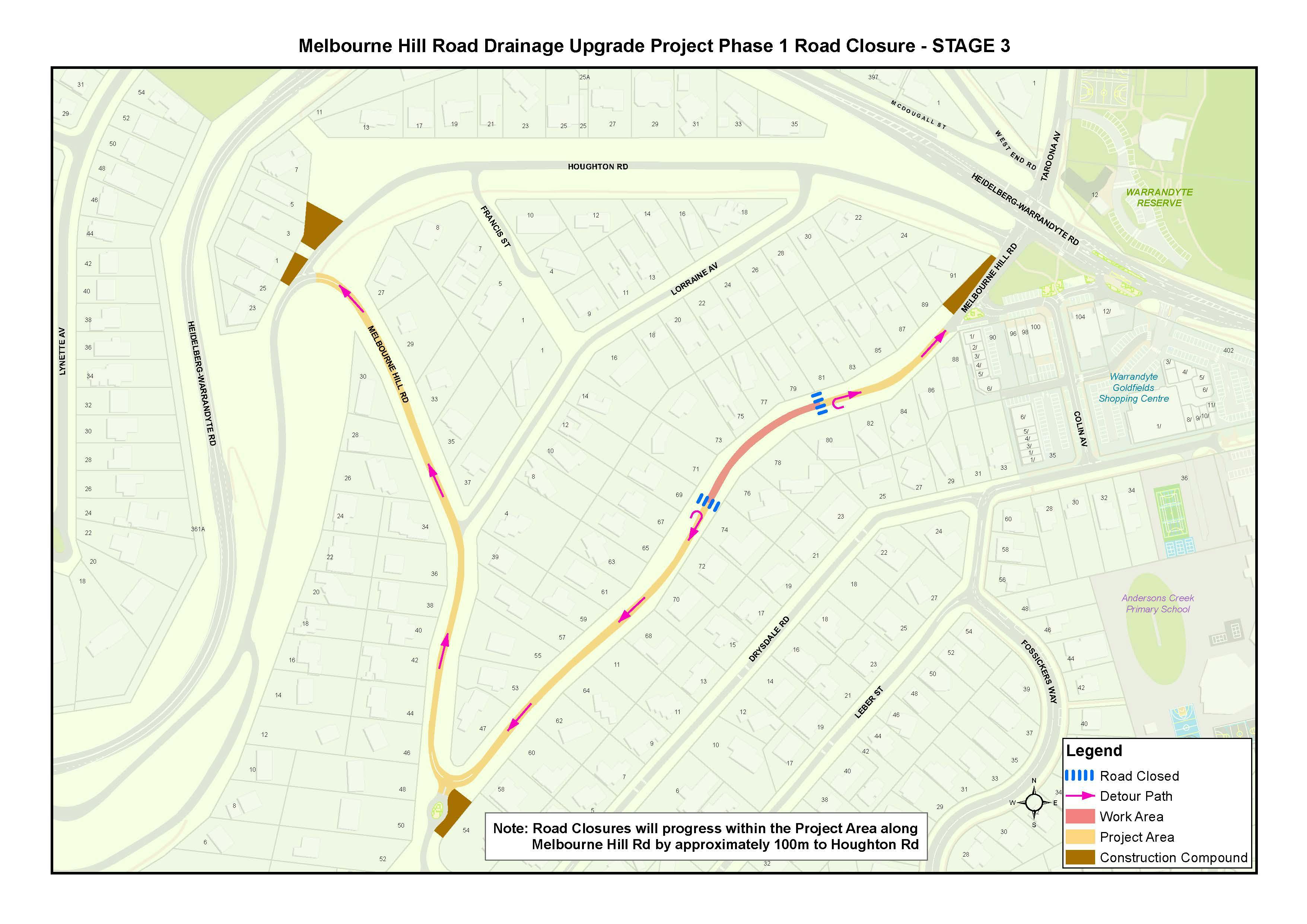 Road Closure Map - Phase one, stage three