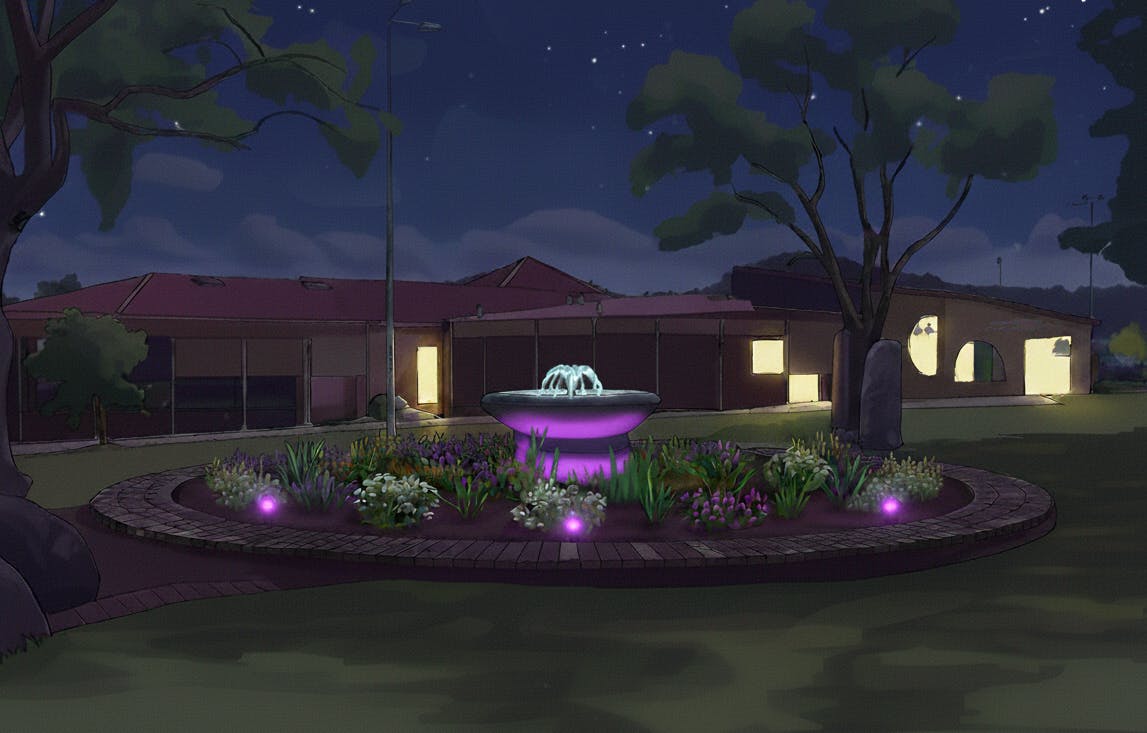 Artist impression - Weeroona Park Fountain (night).png