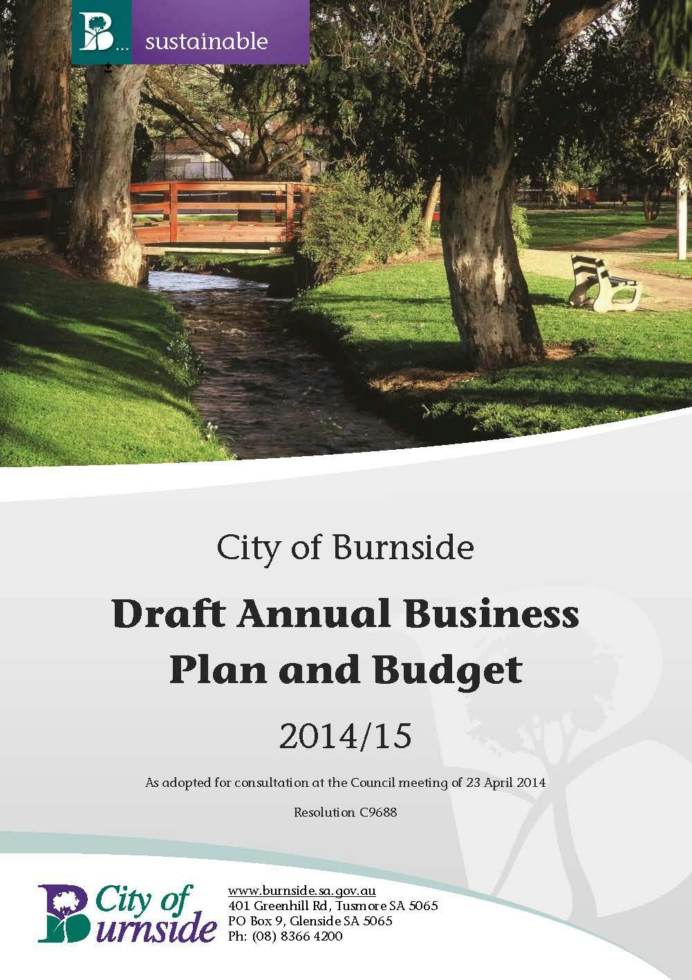 Draft Annual Business Plan Final  2014 15 Draft Annual Business Plan And Budget 230414 Page 01
