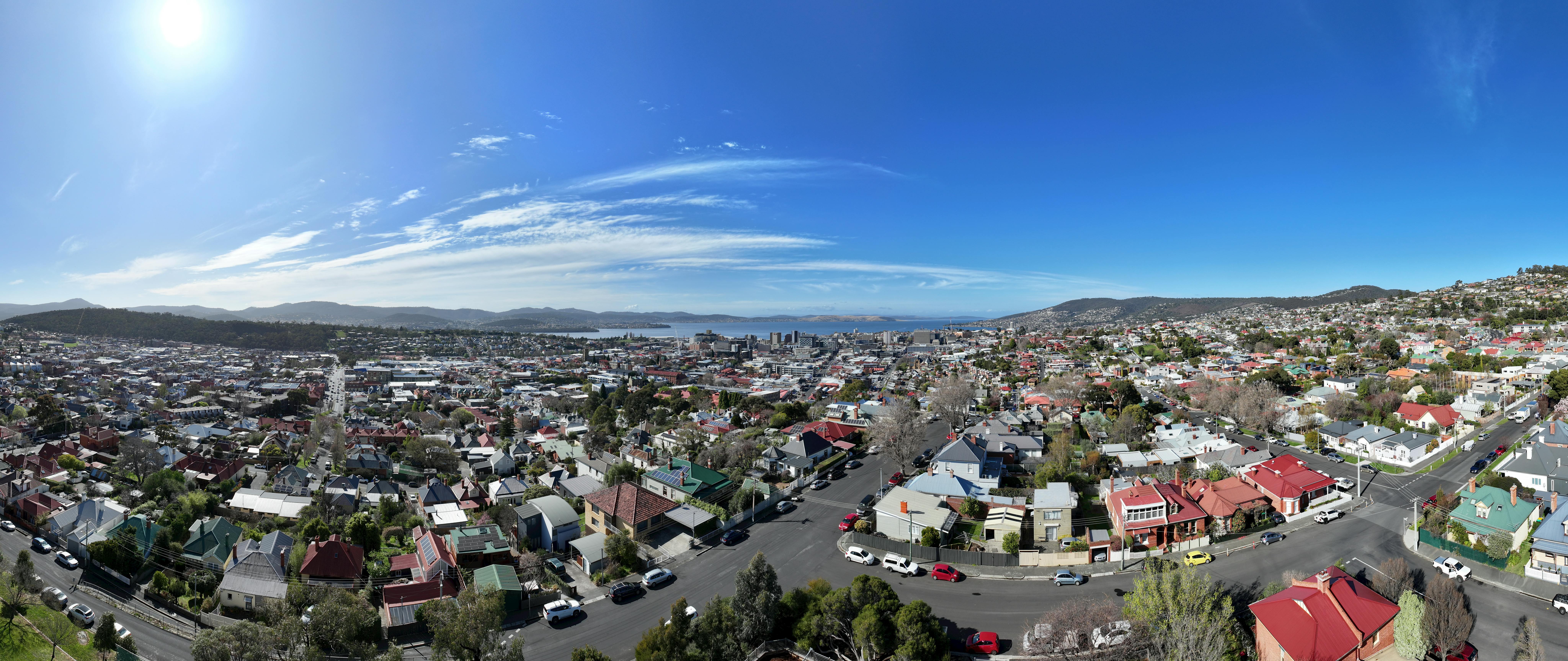 Panoramic view over West Hobart