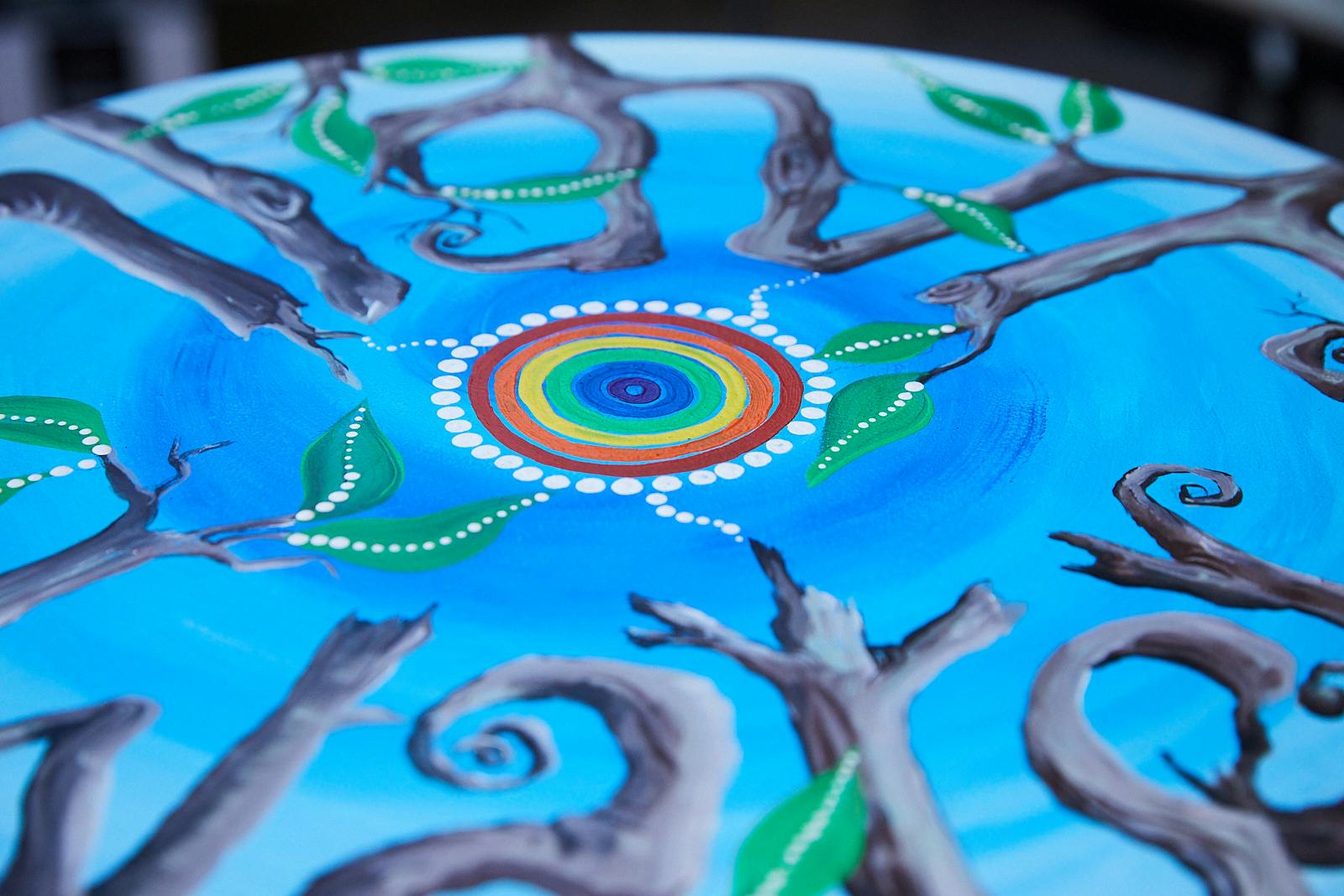 Top view of Mealie Batchelor's water themed art seat