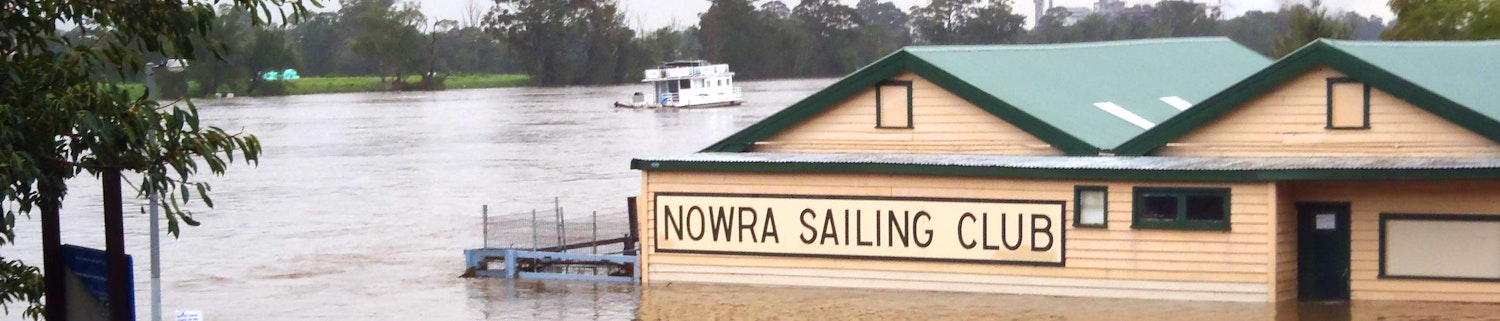 Photo of Nowra Sailing Club under water due to flooding in the Lower Shoalhaven