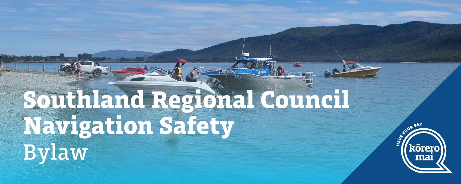 Boats pulled up to shore on Lake Manapouri