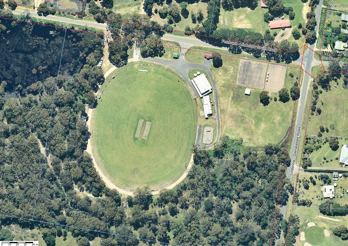 aerial image looking down on the Lindenow South Recreation Reserve