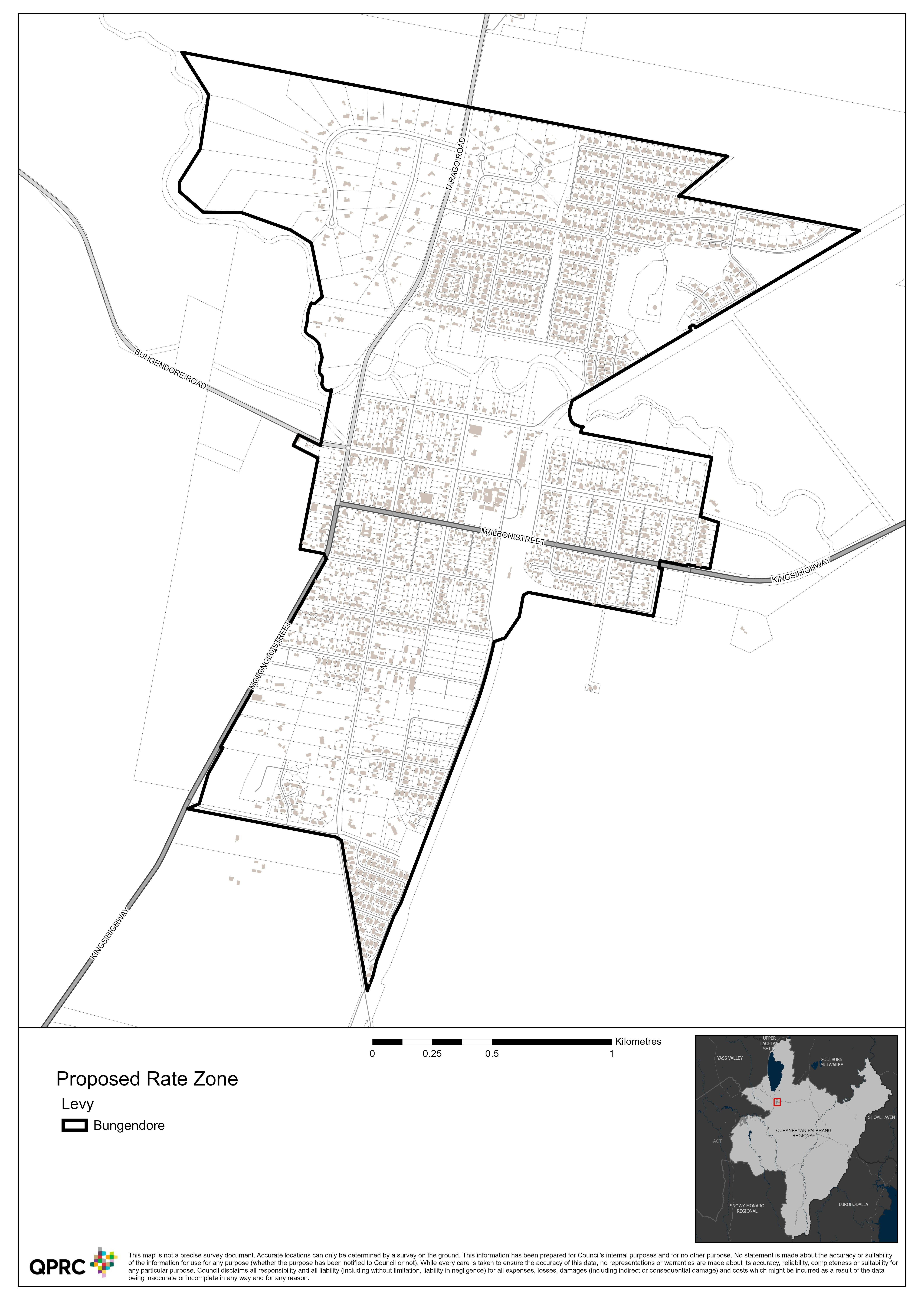 Map Of Bungendore   Residential And Business Categories