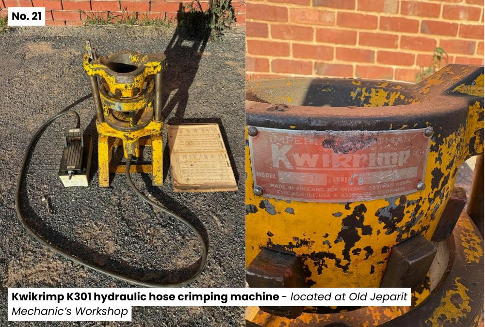 21. Kwikrimp K301 hydraulic hose crimping machine - Old Jeparit Mechanics Workshop.png