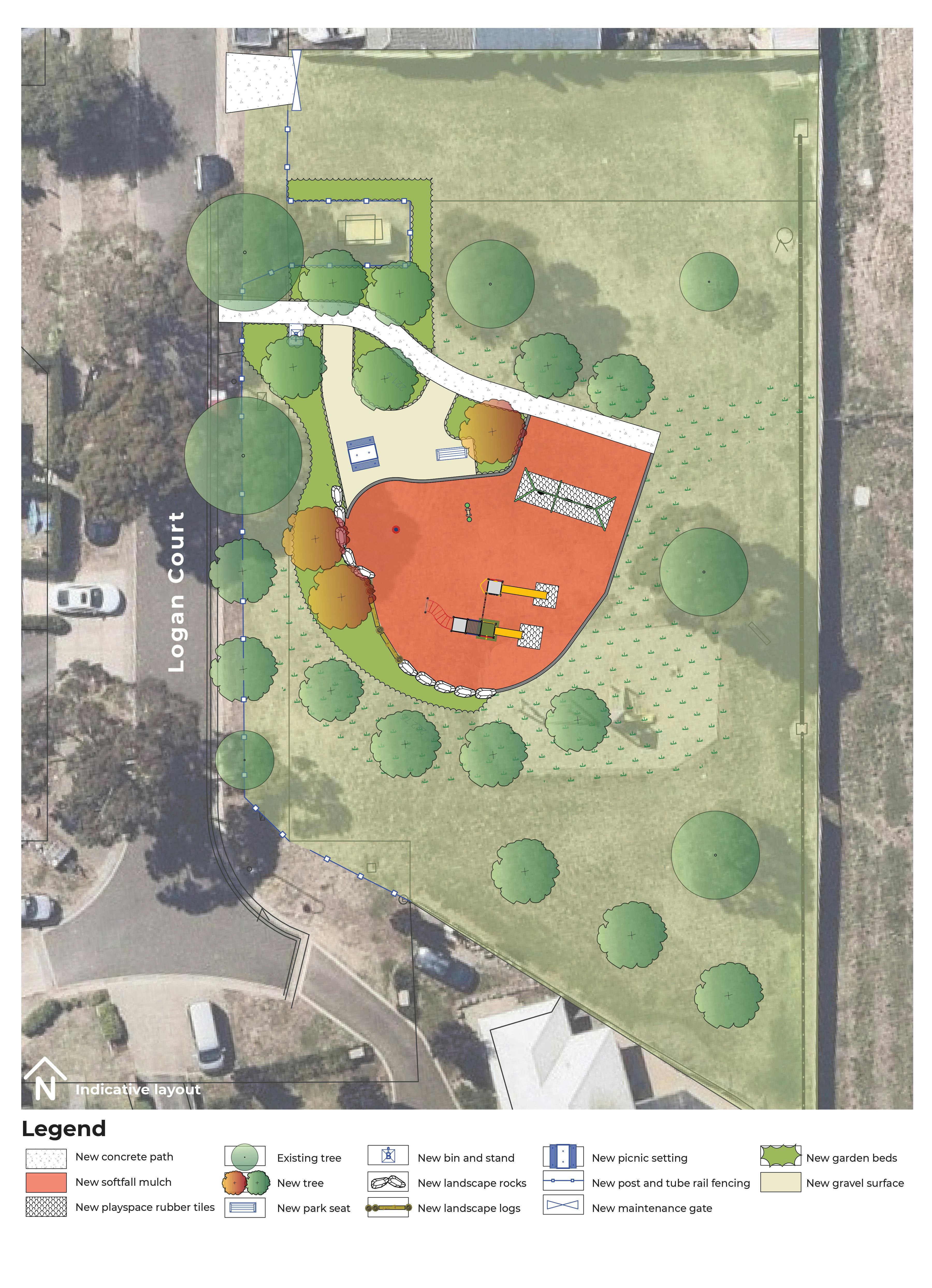 Logan Court Reserve - Play & Landscape Concept Plan