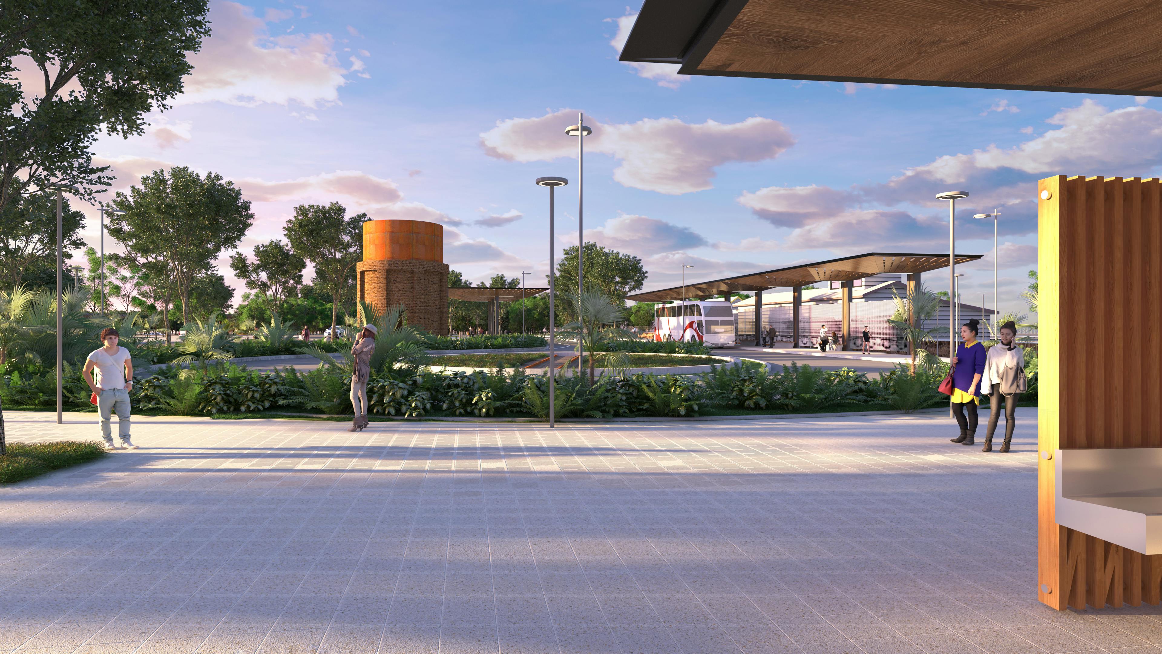 Artist's impression of the Byron Bay Interchange, subject to detailed design