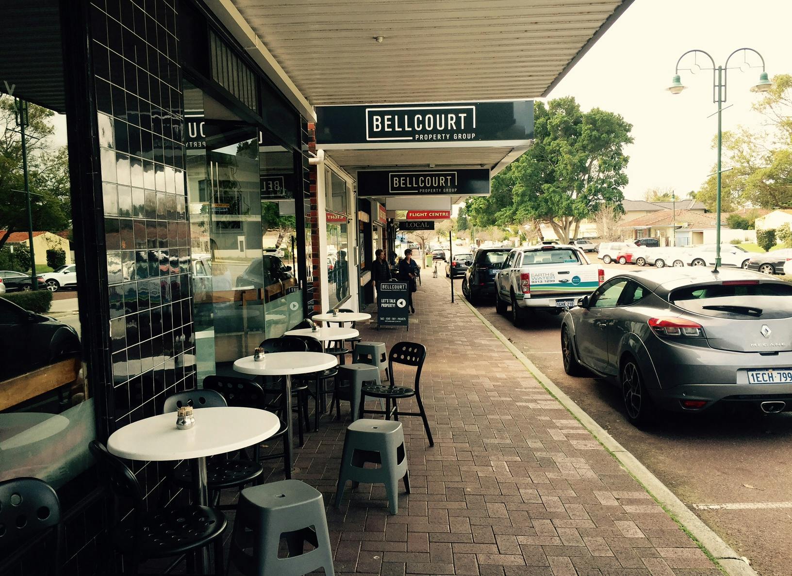 current street parking and alfresco area