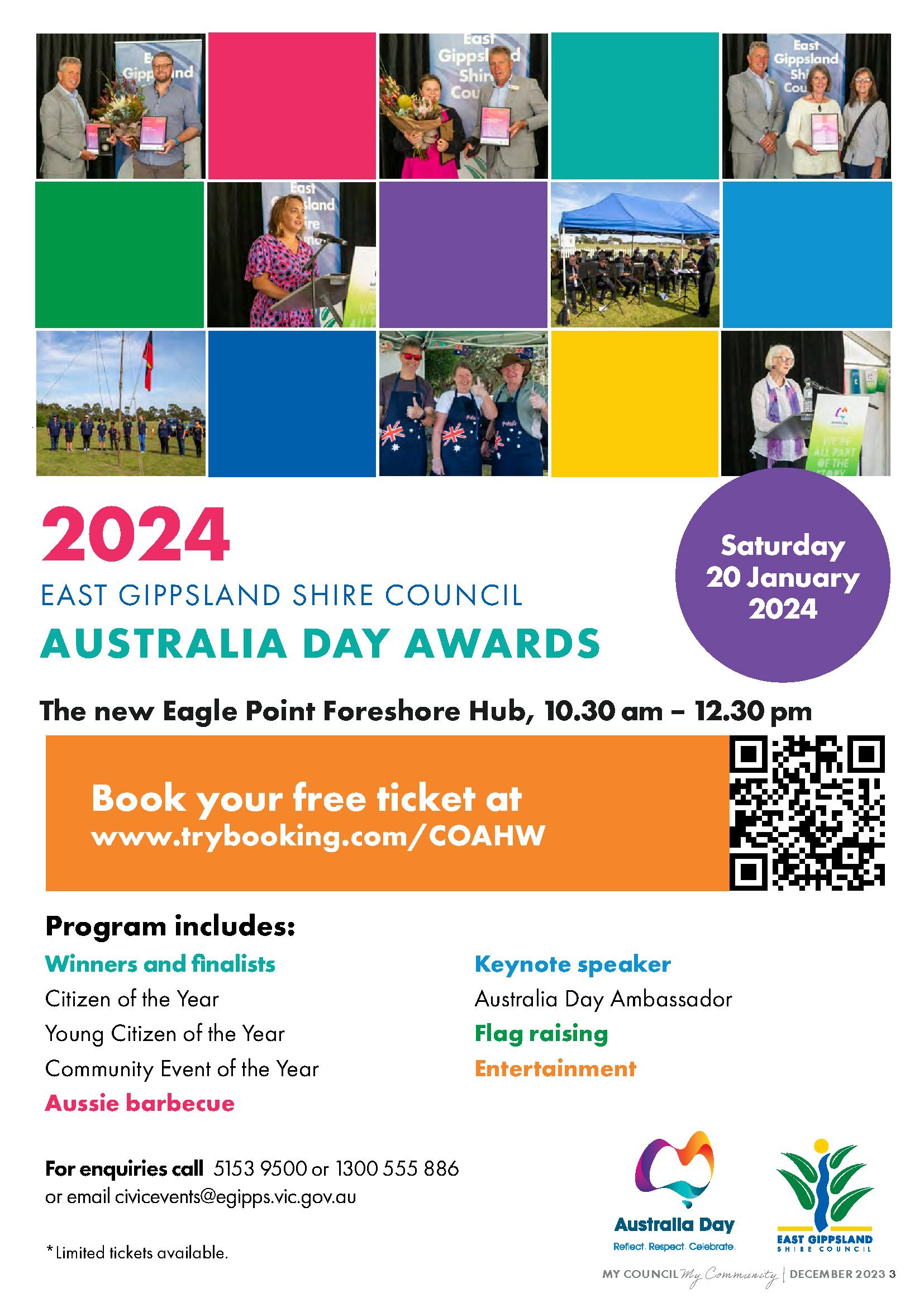 invitation to the Australia Day Awards ceremony - 20 January 2024