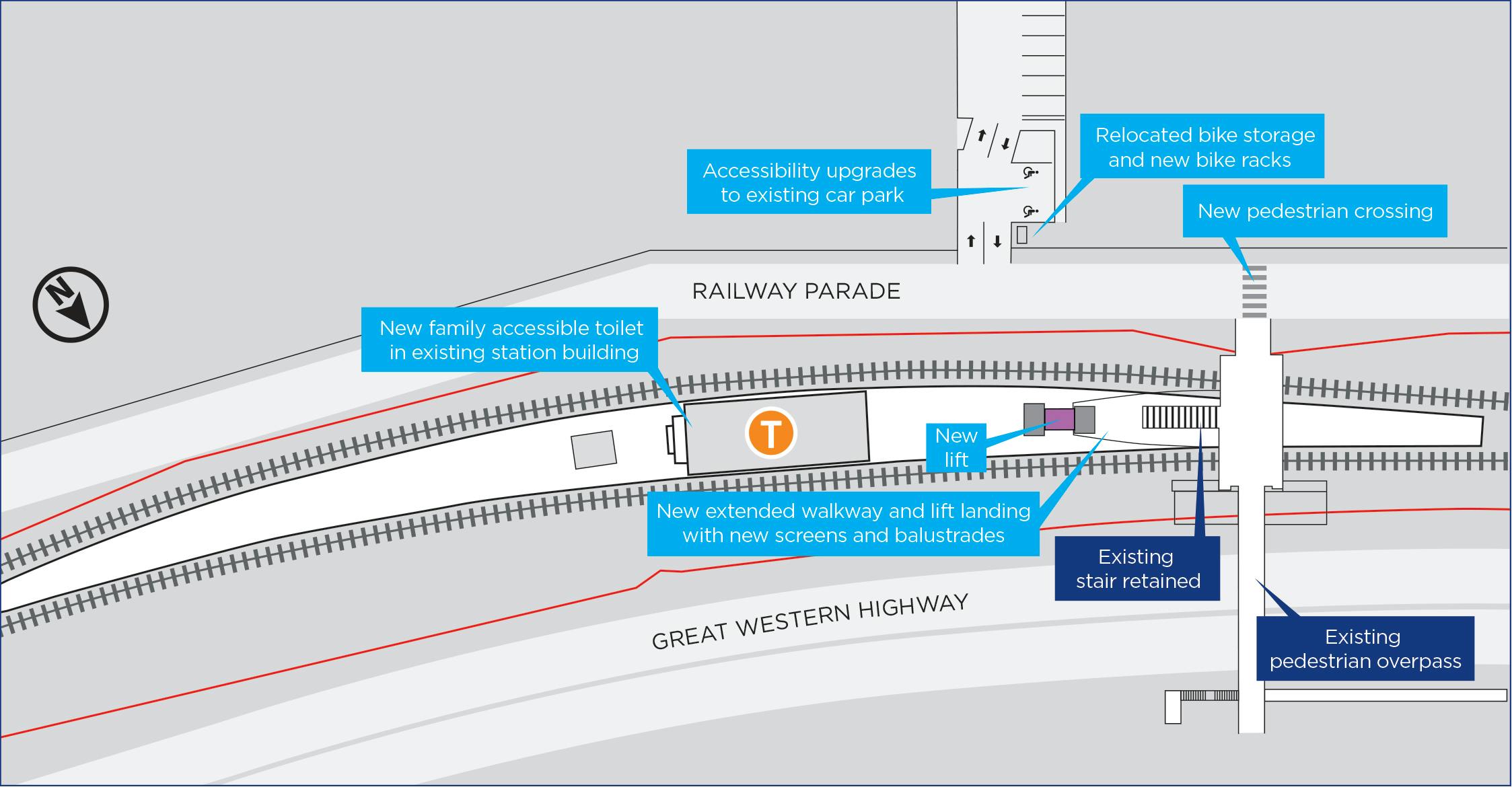Proposed Hazelbrook Station upgrade, subject to change during detailed design.