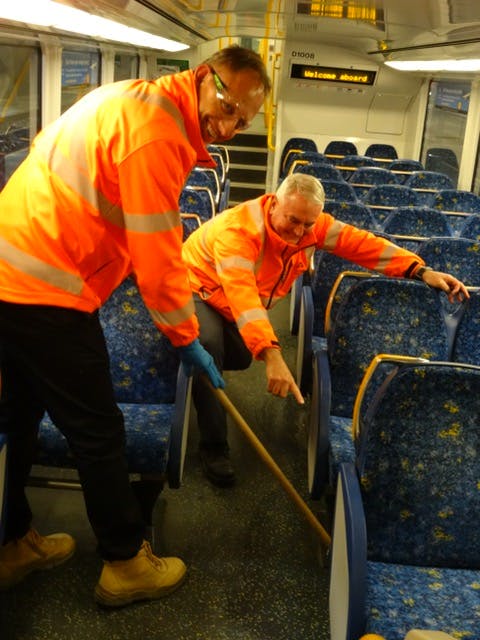 Howard and I cleaning the trains at Leppington