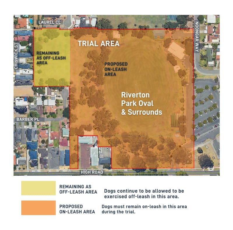 Map of the trial on-leash areas 