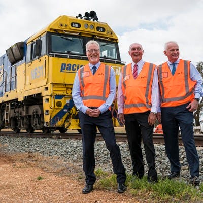 Inland Rail CEO Richard Wankmuller, ARTC Chairman Warren Truss, ARTC Managing Director and CEO John Fullerton