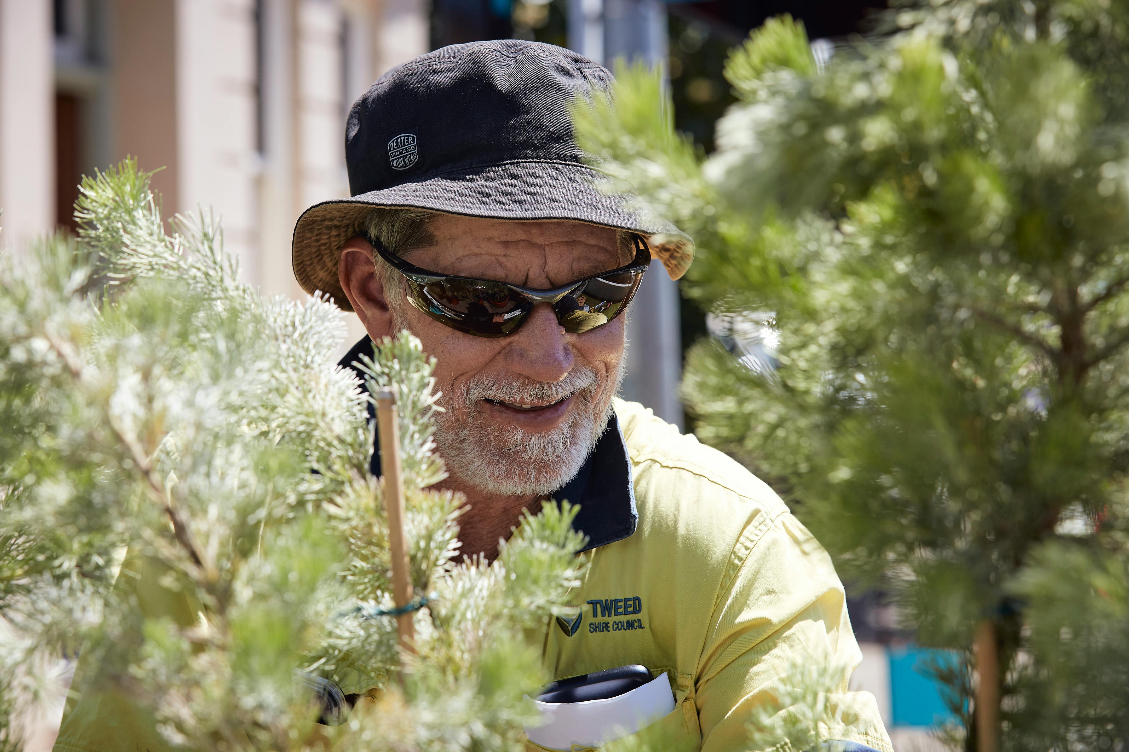 Tweed Shire Council crew getting the Queen Street parklet ready