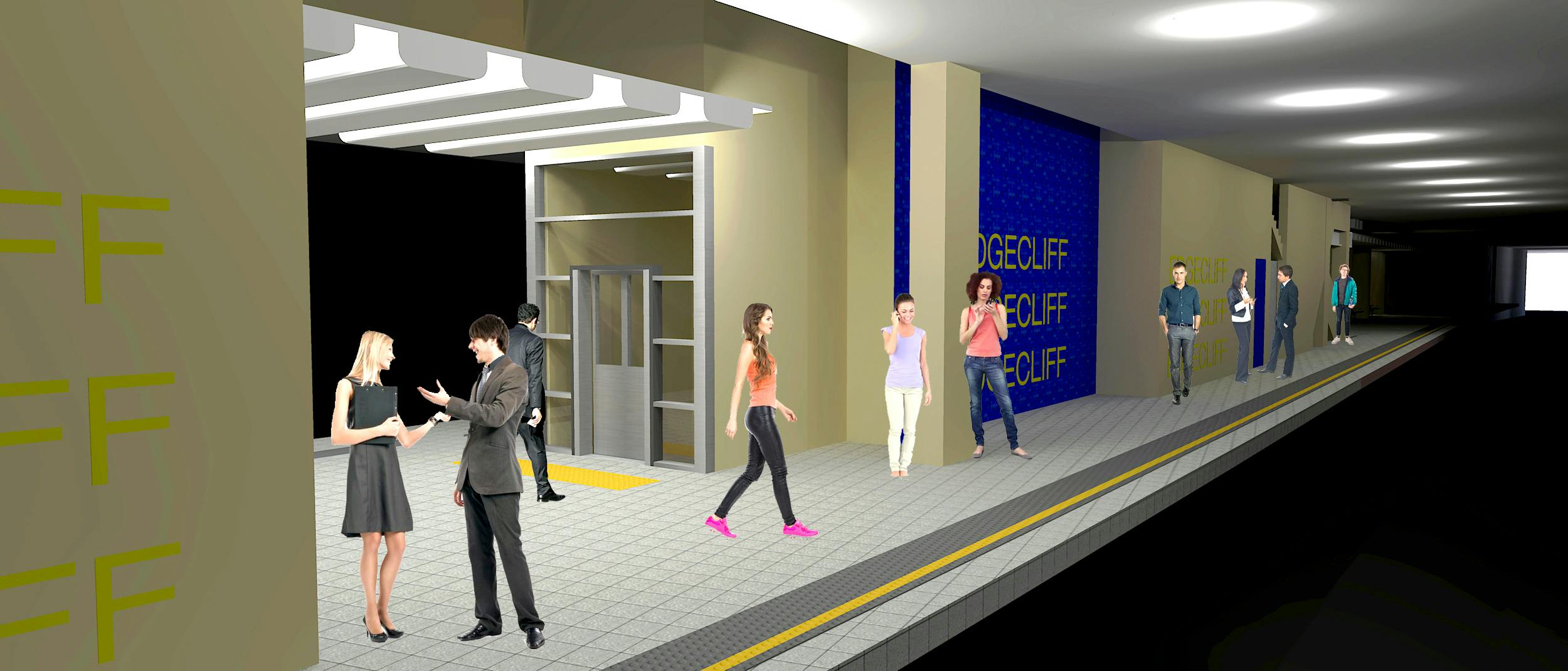 Artist's impression of a platform at Edgecliff Station