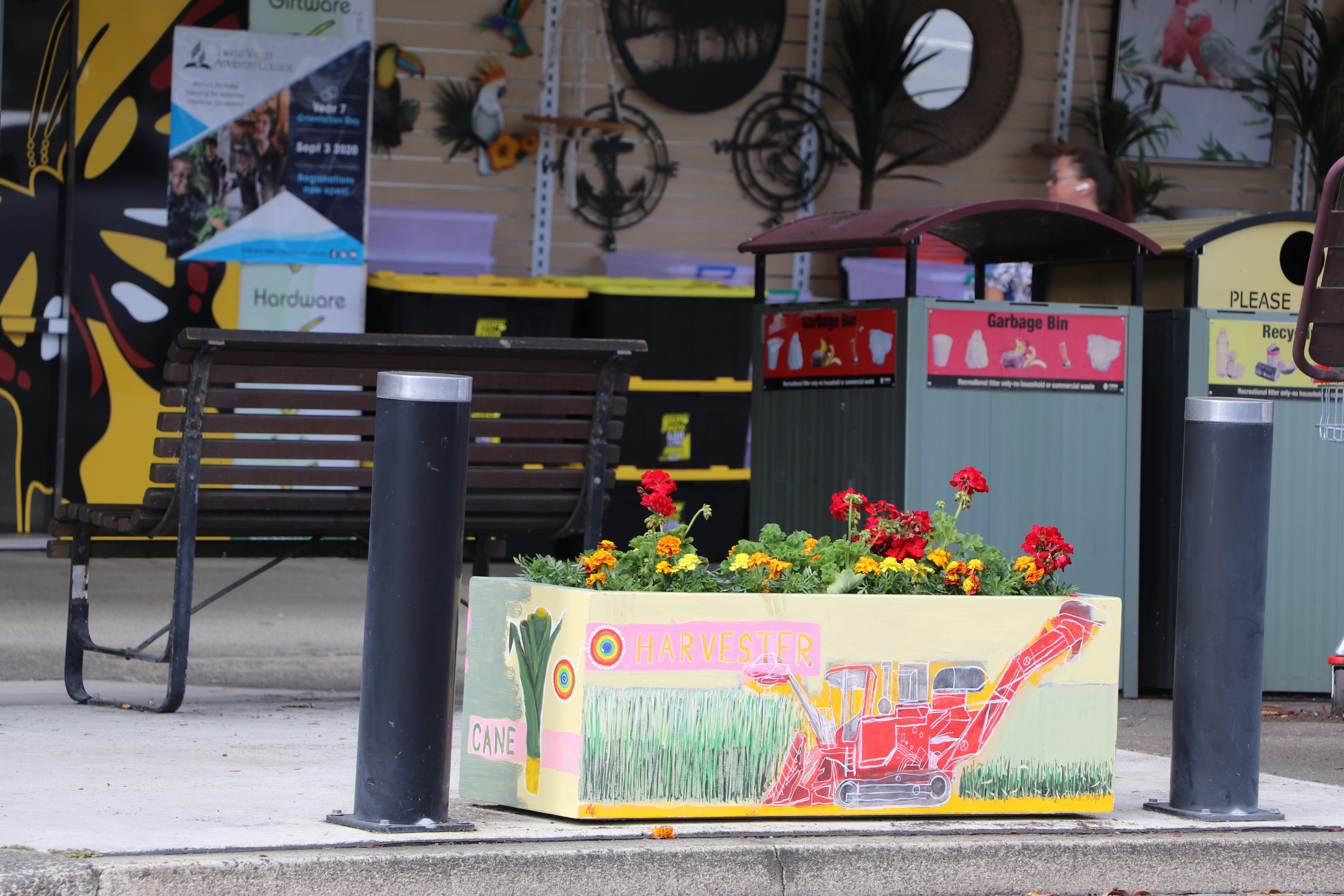 Mitch Schultz land themed planter box at Murwillumbah Street