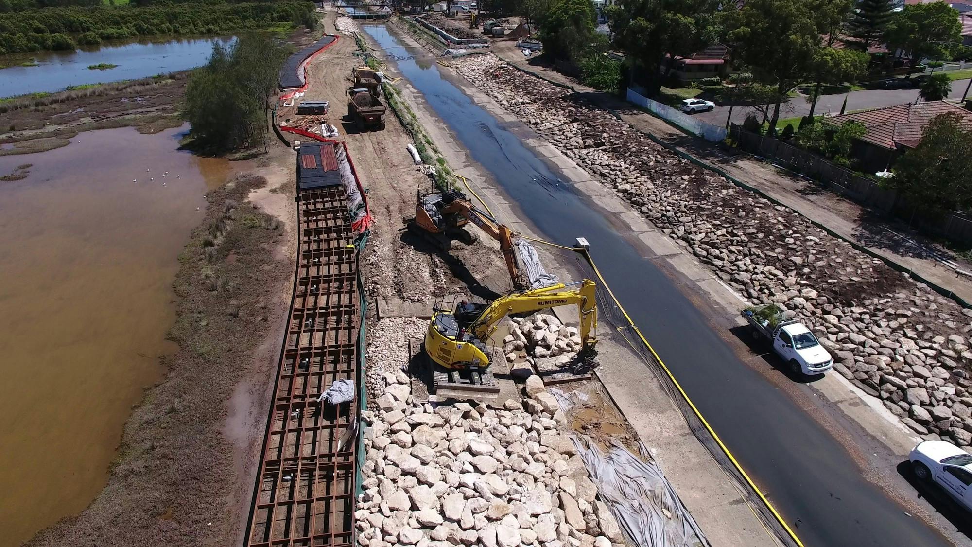 Powells Creek during construction