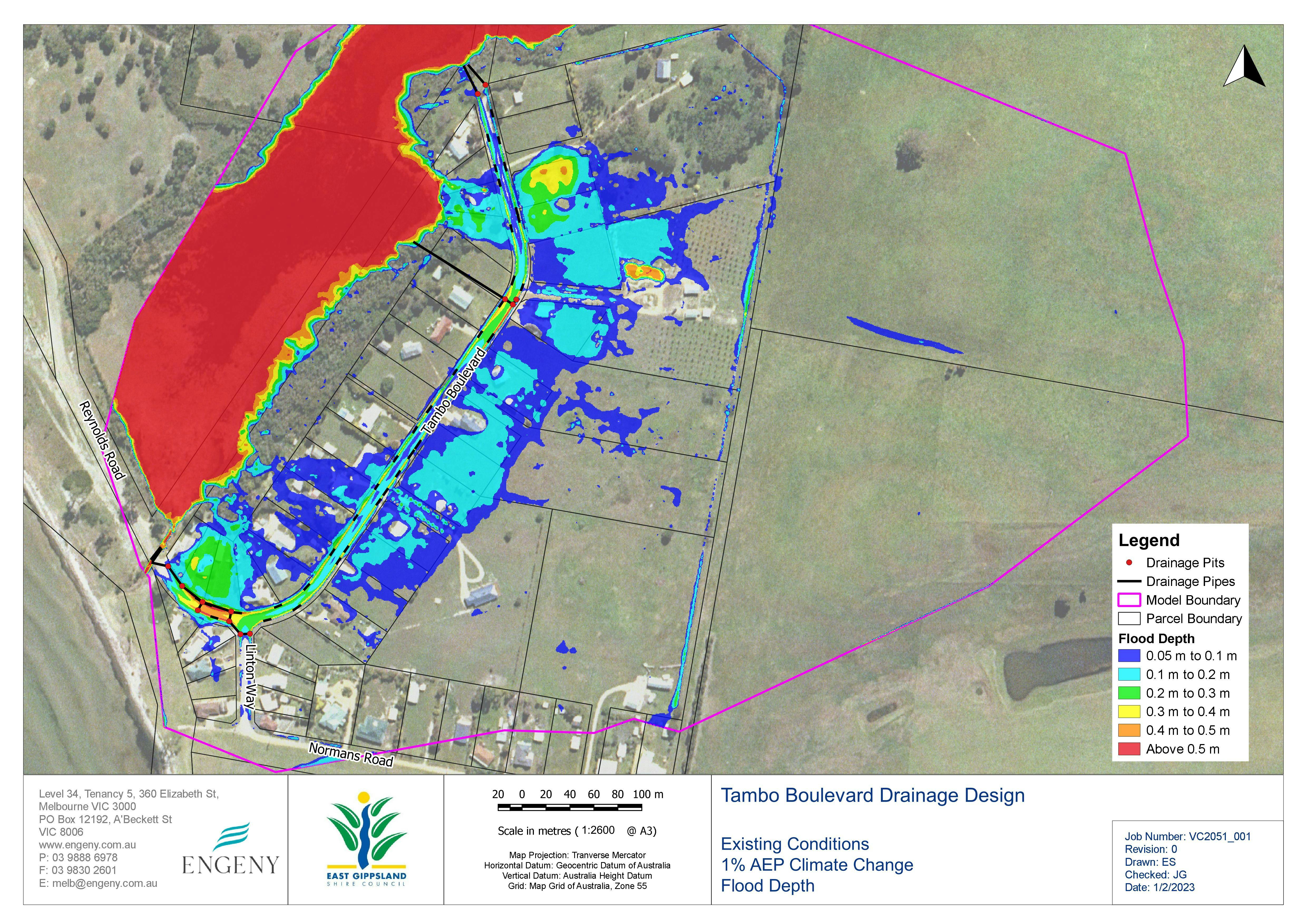 Tambo 1% AEP CC Flood Depth - Existing Conditions