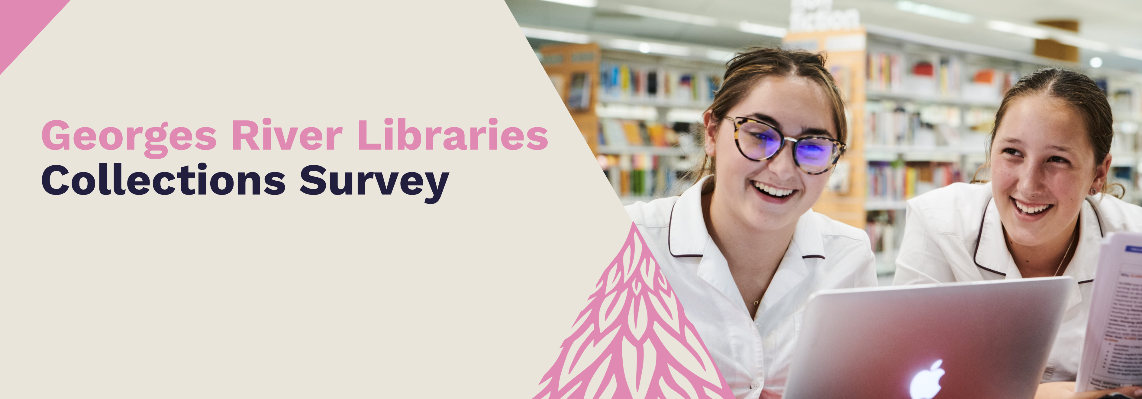 A woman with a baby talks with library staff.