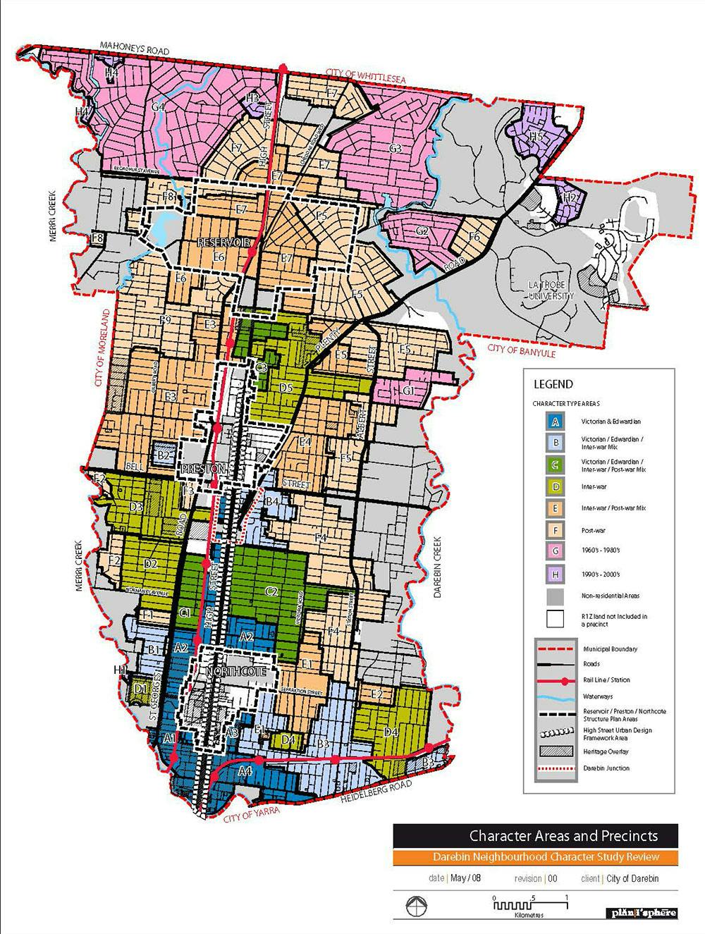 Neighbourhood Character Study 2007 Areas And Precincts Municipal Map
