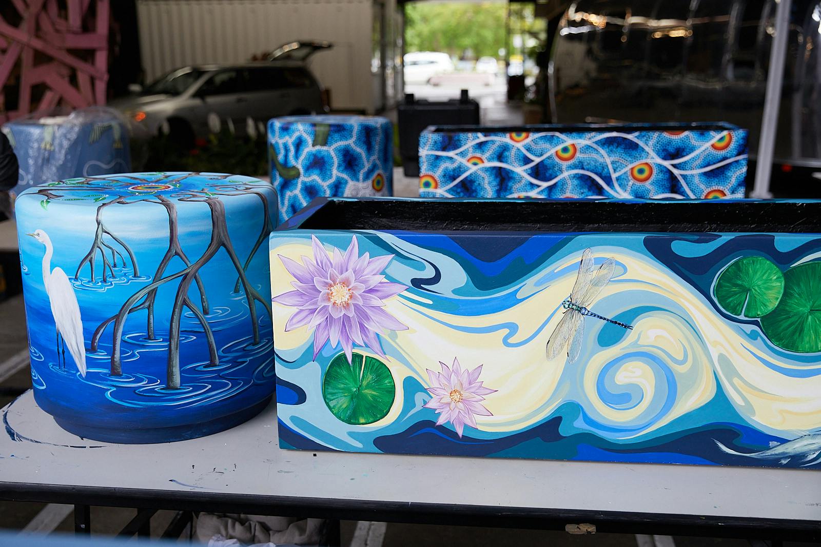 Water theme artwork by Mealie Batchelor (front) and  Jason King (back)