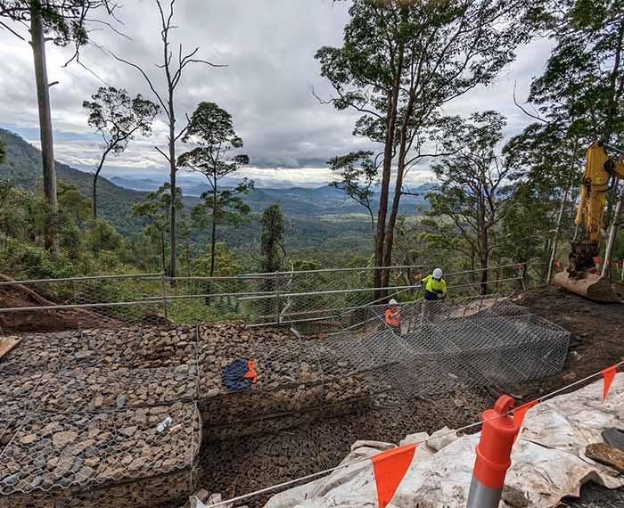 Works in progress on Head Road at Carneys Creek - May 2023