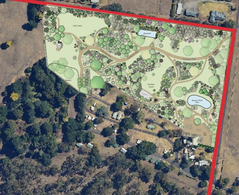 Design overlaid on aerial image