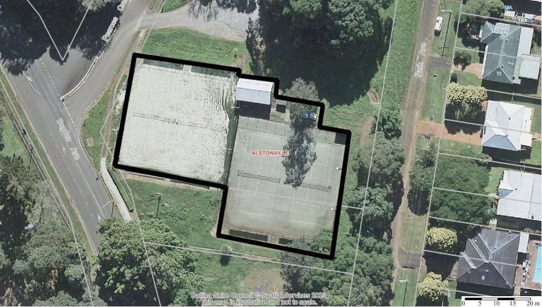 map showing section of new building at Wollongbar sportsfield to be leased