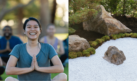 Mindfulness activities. For example: yoga or meditation space, reflection garden or a sensory path.