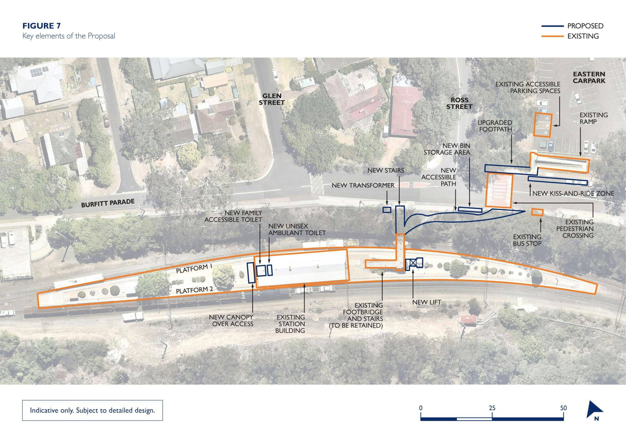 Key features map of the Glenbrook Station Upgrade - subject to detailed design