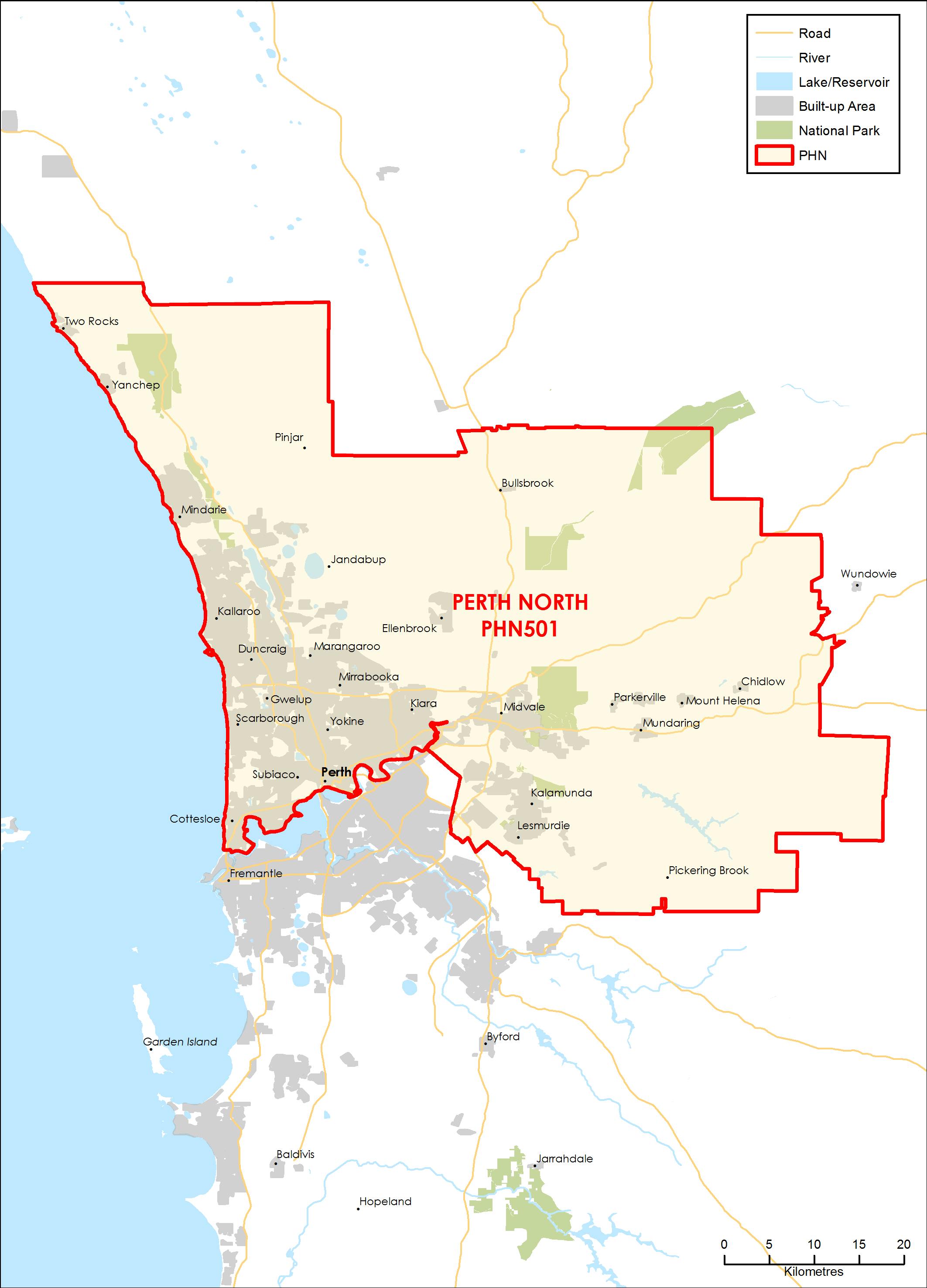 Perth North PHN region map
