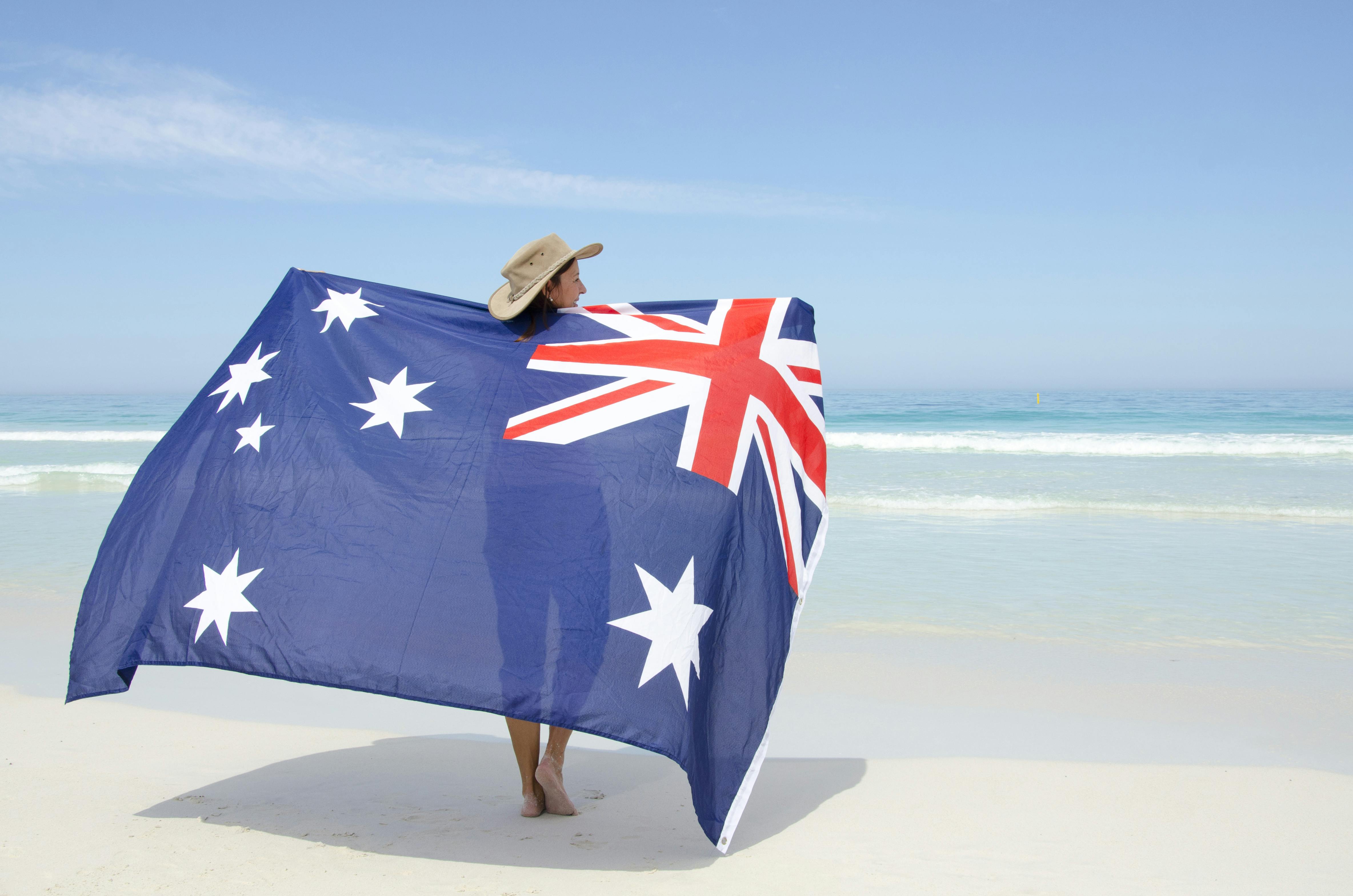 Australian Flag On Beach