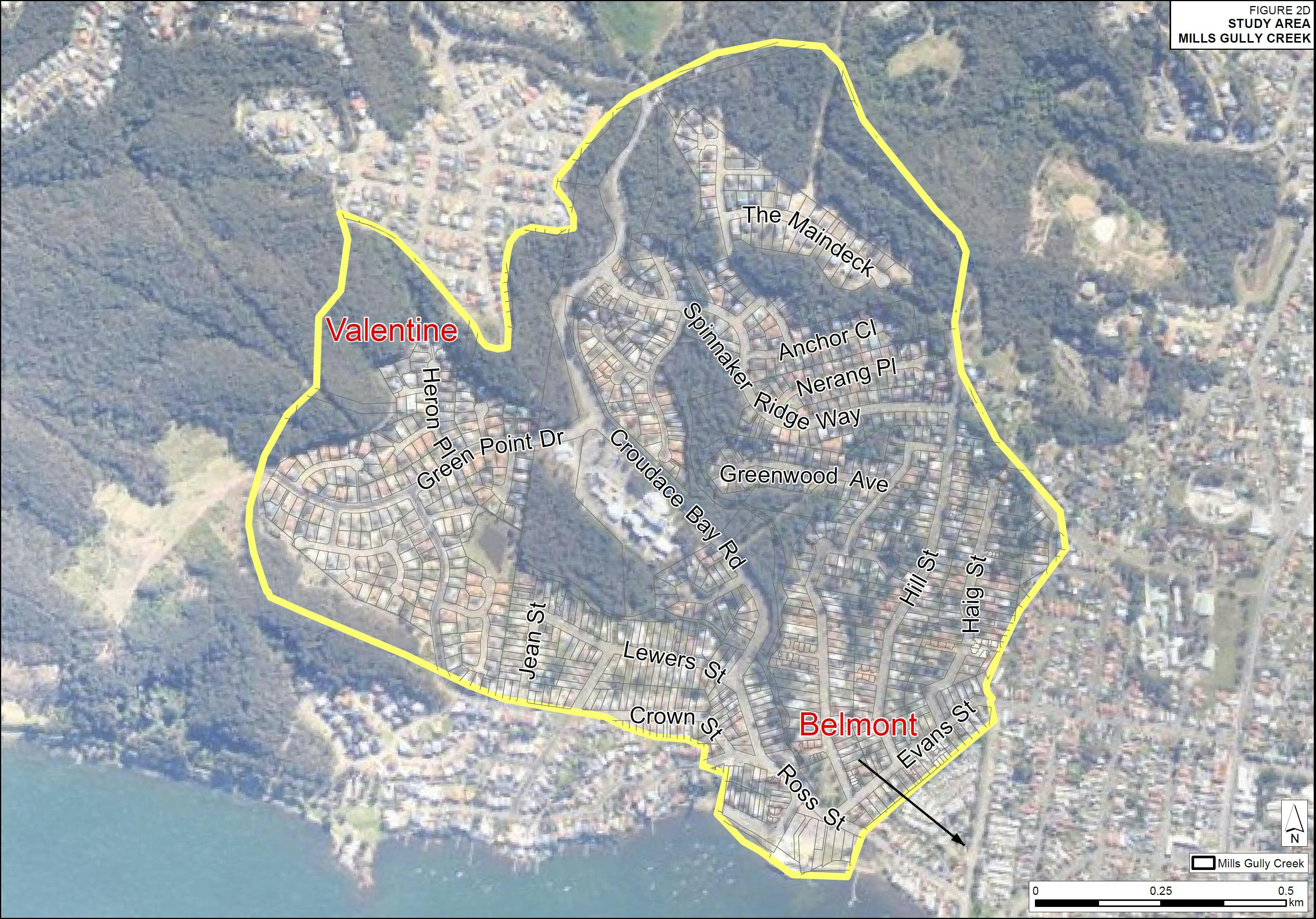 Mills Creek at Belmont and Valentine flood study catchment