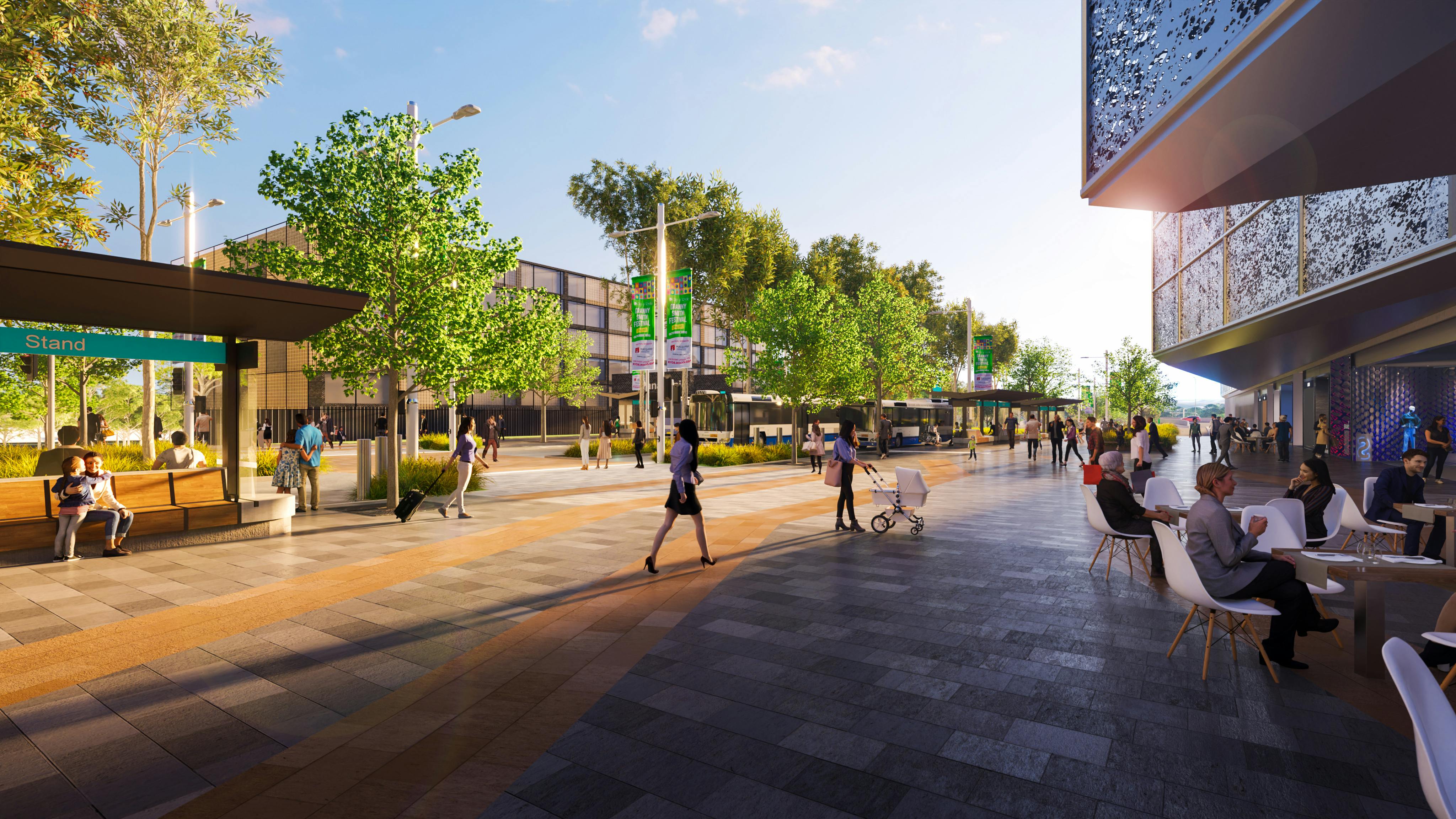 Proposed bus interchange upgrade and redeveloped Macquarie  Centre entrance 