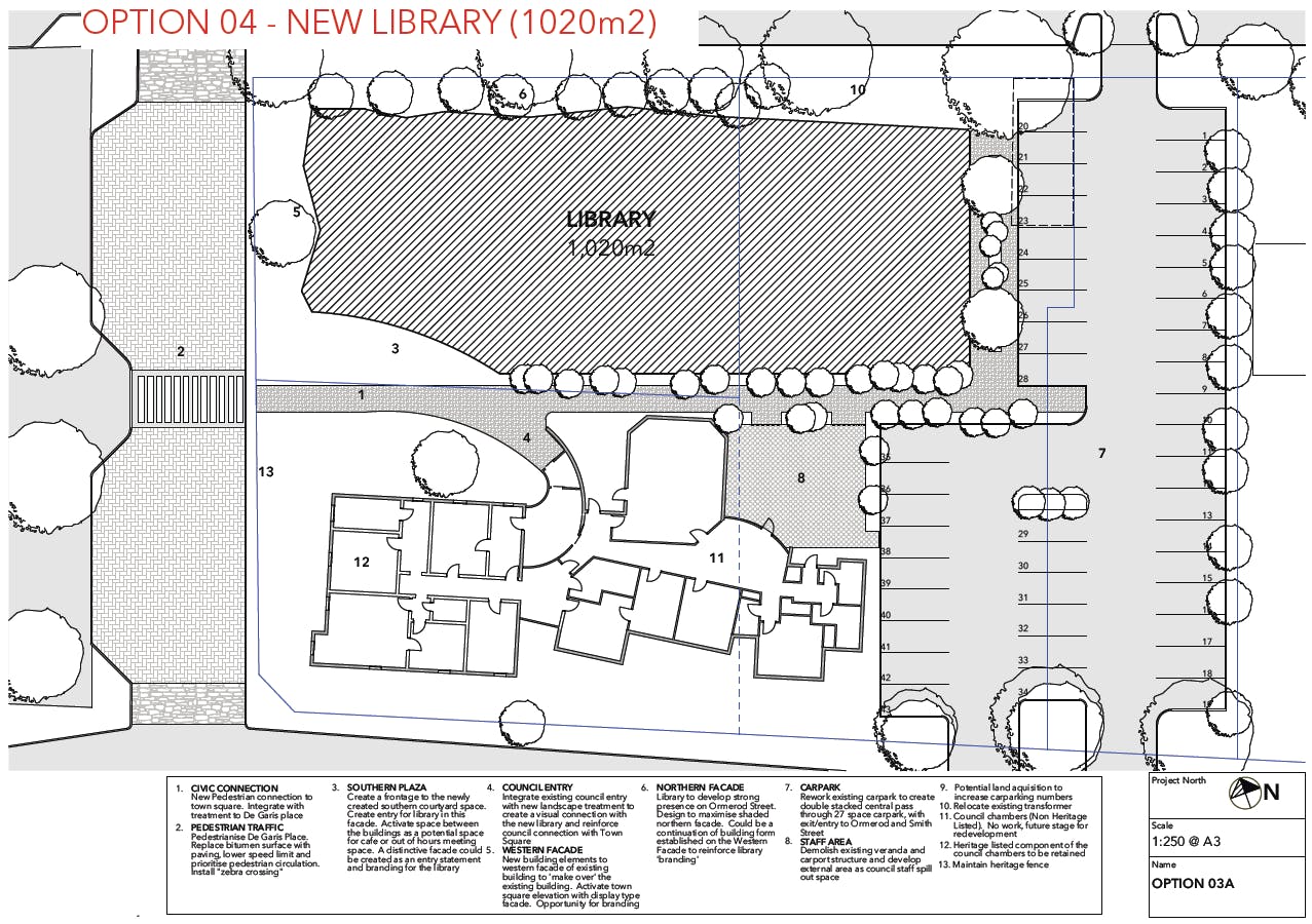 Option 04 - New library (1020m2)