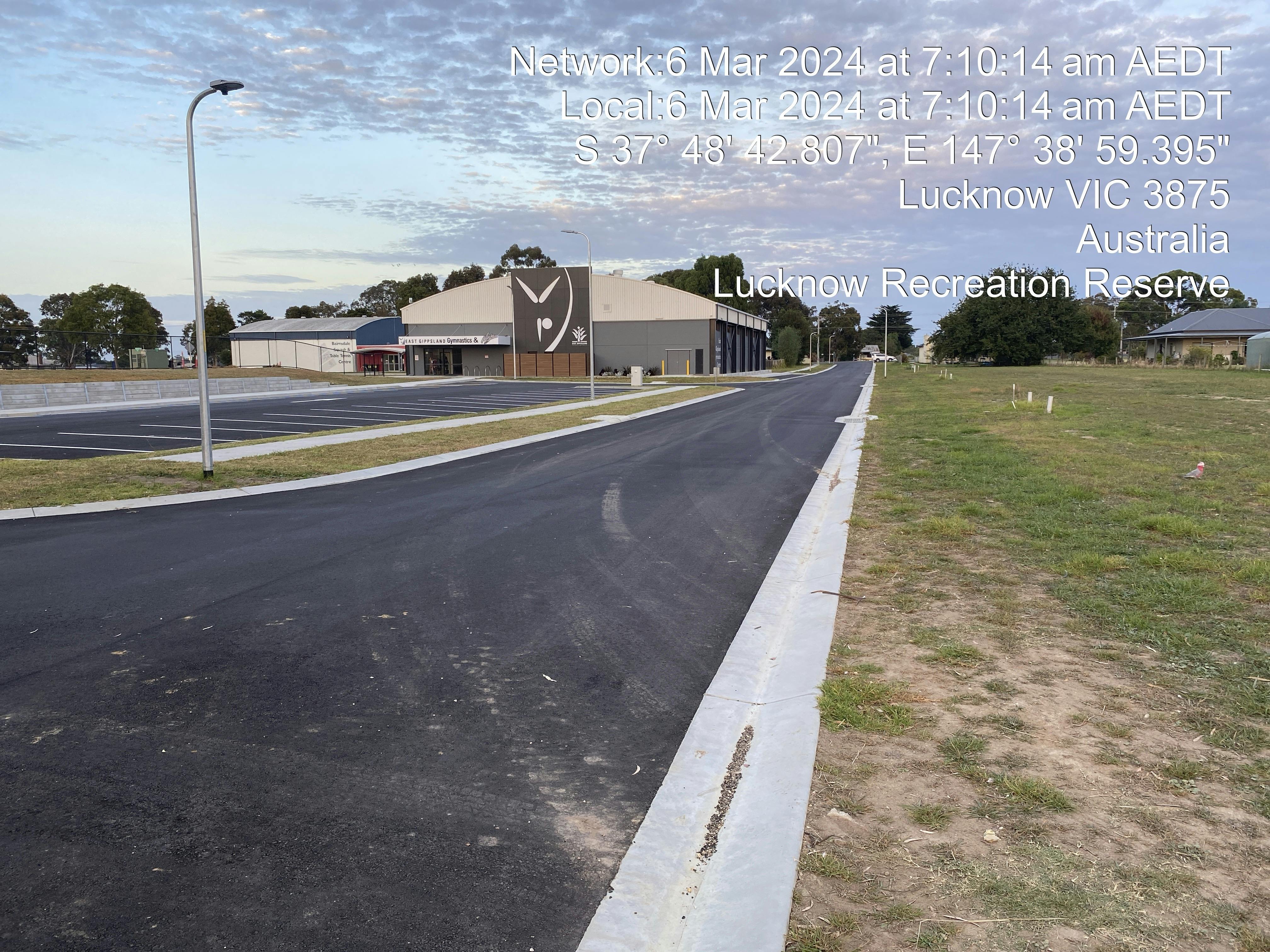 carparking complete with line marking and light poles installed - 6 March 2024