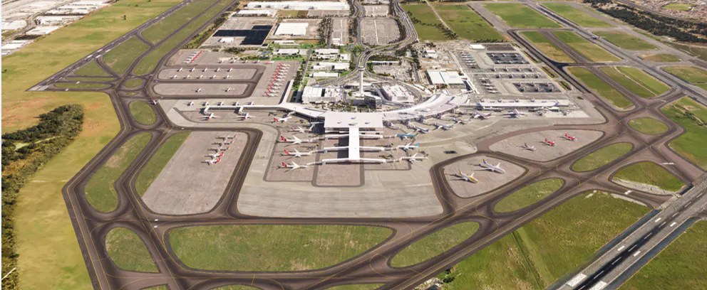 Artist impression of new runway facing south. Source: Perth Airport